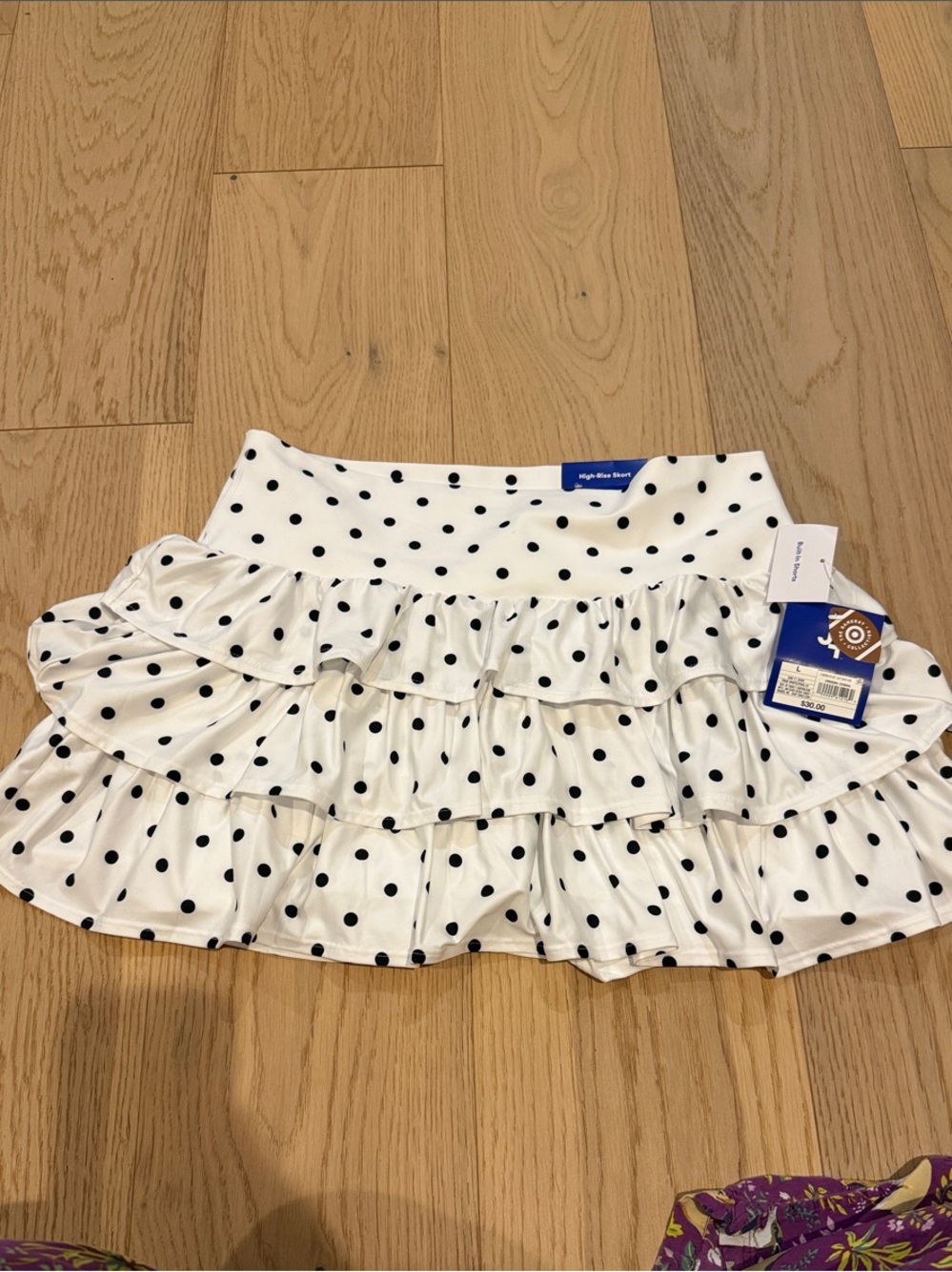 NWT Target Game Day Collection Ruffle PolkaDot Skirt built in shorts White/Black